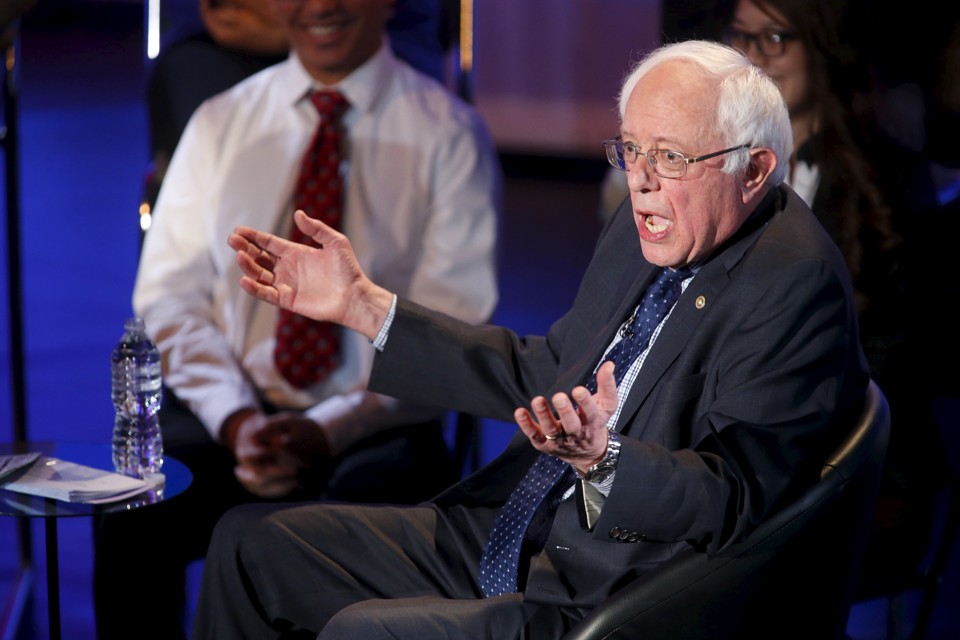 Democratic presidential candidate Sen. Bernie Sanders (D-VT) speaks at The Iowa Brown and Black Forum at Drake University in Des Moines, IA